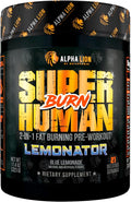 ALPHA LION Superhuman Burn – 2 in 1 Metabolism Booster Pre Workout and Thermogenic Fat Burner for Men – Appetite Suppressant and Weight Loss Supplement (21 Servings, Lemonator)