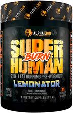 ALPHA LION Superhuman Burn – 2 in 1 Metabolism Booster Pre Workout and Thermogenic Fat Burner for Men – Appetite Suppressant and Weight Loss Supplement (21 Servings, Lemonator)