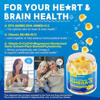 Vegan Omega-3 Gummies 1000mg +CoQ10+Magnesium- EPA 600mg DHA 400mg, Fish Oil Omega 3 Supplements Alternative for Women Men Adults, Liposomal, Algae, Plant Sterols, Garlic,B6,B9, B12, Sugar Free, 2Pack