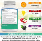 Quercetin Zinc Vitamin C Vitamin D Bromelain Elderberry - Nettle Supplement with Artemisinin, Sea Moss, Echinacea - 180 Count