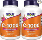 NOW Supplements, Vitamin C-1,000 with Rose Hips & Bioflavonoids, Antioxidant Protection*, 100 Tablets (Pack of 2)