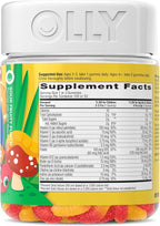 OLLY Kids Multivitamin Gummy Worms, Overall Health and Immune Support, Vitamins and Minerals A, C, D, E, Bs and Zinc, Kids Chewable Supplement, Sour Fruit Punch, 45 Day Supply - 100 Count