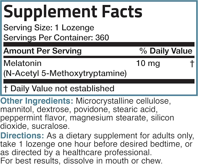 Bronson Melatonin 10 MG Fast Dissolve Peppermint Tablets, Promotes Relaxation, 360 Chewable Vegetarian Lozenges