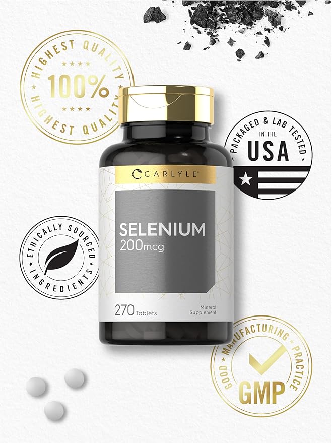 Carlyle Selenium Supplement 200mcg | 270 Tablet Capsules | Vegetarian, Non-GMO, Gluten Free