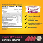 Airborne 750mg Vitamin C Gummies For Adults, Immune Support Supplement with Powerful Antioxidants Vitamins A C & E - 63 Gummies, Blueberry Pomegranate Flavor