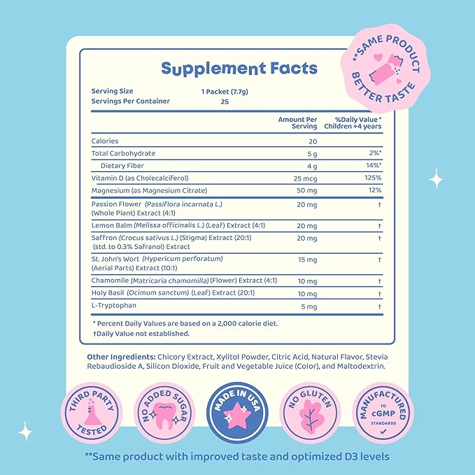 JoySpring Mood Magic for Kids – Natural Mood Support Pixie Sticks Candy with Saffron Extract, Magnesium Citrate & Vitamin D3 | Sugar-Free Powder Drink or Candy | 25 Servings | 4+ Years (Pack of 2)