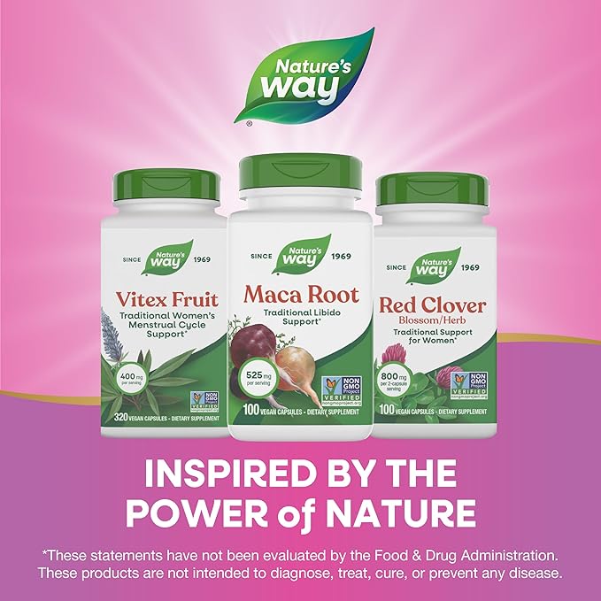 Nature's Way Maca Root, Traditional Libido Support*, 525 mg per Serving, Non-GMO Project Verified, 100 Vegan Capsules (Packaging May Vary)