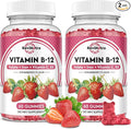 Vitamin B12 Complex Gummies - 5000 mcg Methylcobalamin with Iron, Vitamin C, D3 & Folate, Energy Support & Metabolism, Immune, B-12 Chewable Supplement for Men & Women, Strawberry Flavor, 2 Pack