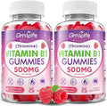 2 Pack Vitamin B1 Gummies 500mg for Adults & Kids – High Potency Thiamine B1 Supplement for Energy & Nervous System Support, Sugar-Free, Raspberry Flavor, 120 Count