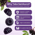 Sambucol Elderberry Gummies - Immune Support Supplement for Adults & Kids with Vitamin C & Zinc, Sambucol Elderberry are High in Antioxidants, Gluten Free, Vegan - 90 Count