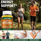 lickshine 2 Pack Vegan 100MG Iron Supplement Gummies for Women & Men - with Vitamin C, A, B for Adults & Kids - Energy Support for Iron Deficiency, Anemia - Pineapple Flavor (120 Ct)