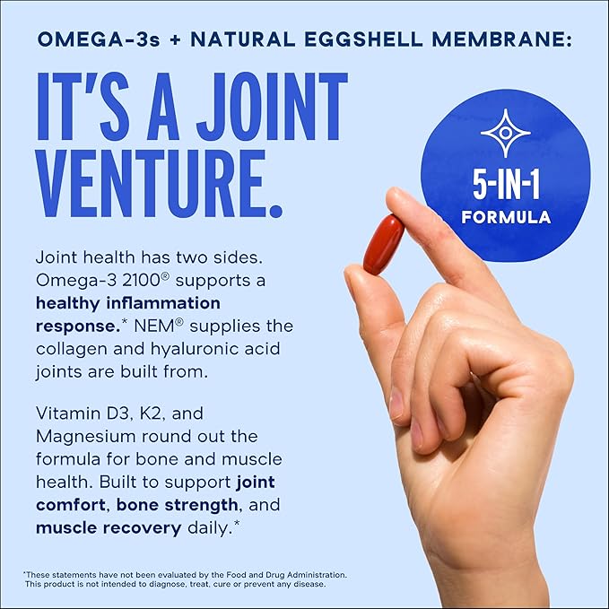 Oceanblue Omega-3 2100mg Fish Oil Supplement with 500mg Natural Eggshell Membrane NEM, Magnesium, Vitamins K2 & D | Triple-Strength, High-Potency | Support Joint Comfort & Muscle Recovery