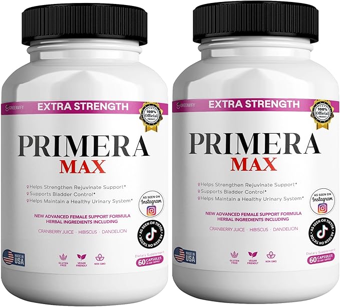 Primera Max Extra Strength Female Support, 60 Veggie Capsules, 1000mg D-Mannose with Cranberry, Hibiscus, Dandelion (2)