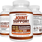 Arazo Nutrition Glucosamine Chondroitin Turmeric Msm Boswellia - Joint Support Supplement for Relief 120 Capsules for Bones, Back, Knees, Hands (120 Capsules)