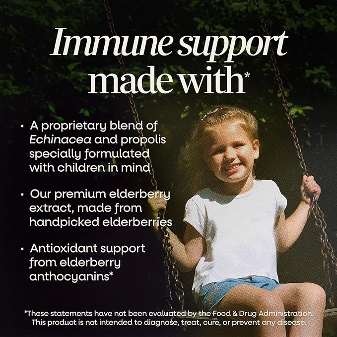 Nature's Way Sambucus Kids Immune Elderberry Syrup, Black Elderberry Extract with Echinacea & Propolis, Traditional Immune Support for Children with Superfood Antioxidants(1), Berry Flavored, 8 Fl Oz