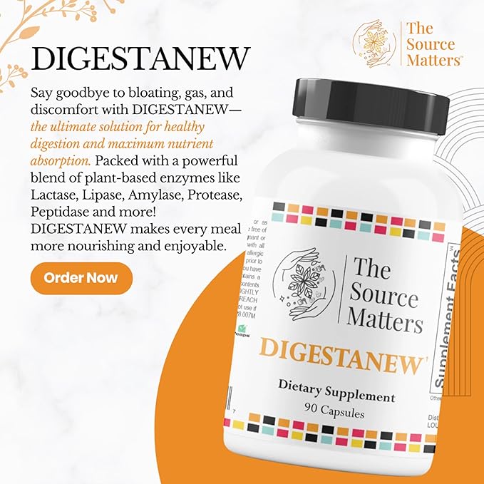 DIGESTANEW Digestive Enzyme Supplement | Broad-Spectrum Enzymes, Gentian Root, Artichoke Extract for Gut Health, Nutrient Absorption & Bloating Relief (60 Count)