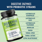 Digestive Enzymes 400MG with Probiotics for Digestive Health & Bloating Relief for Women & Men | Enzyme Blend with Probiotic Strains, Anti Bloating Supplement for Women & Men | Non-GMO Vegetarian 60ct