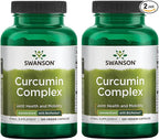Swanson Curcumin Complex - Herbal Supplement Supporting Joint Health, Mobility & Physical Function - Standardized with BioPerine for Maximum Absorption - (120 Veggie Capsules) (2 Pack)