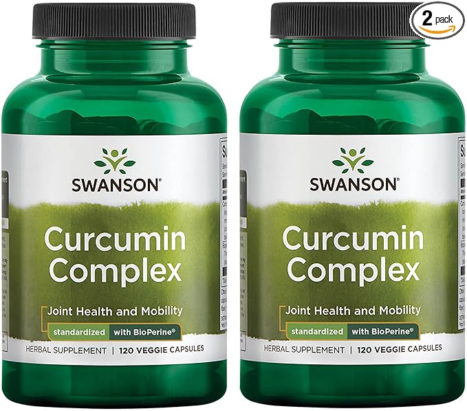 Swanson Curcumin Complex - Herbal Supplement Supporting Joint Health, Mobility & Physical Function - Standardized with BioPerine for Maximum Absorption - (120 Veggie Capsules) (2 Pack)