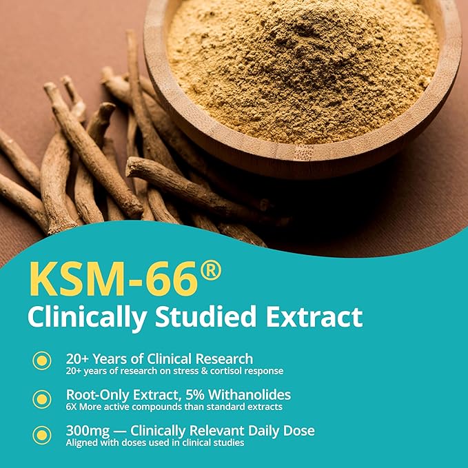 Cortisol Supplement with KSM-66® Ashwagandha & L-Theanine - Advanced Formula with GABA, Saffron, Magnesium Glycinate & Vitamin D3 for Calm Focus, Mood Balance & Restful Sleep - 60 Capsules