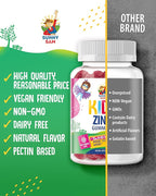 Zinc Gummies for Kids - Chewable Zinc Gummy Supplement for Children Immune Support - Low Sugar Natural Antioxidant Non-GMO Vitamin Chewables for Toddlers & Teens - 2Pack