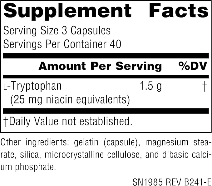 Source Naturals L-Tryptophan, for Mood, Relaxation, and Sleep*, 500mg - 120 Capsules