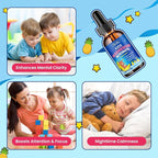 2 Pack Kids Magnesium Glycinate Liquid with L-Theanine Omega-3, Vitamin B6, D3, Zinc, Magnesium Liquid Drops for Kids Sleep, Relaxation, Calm & Focus, Pineapple Flavor