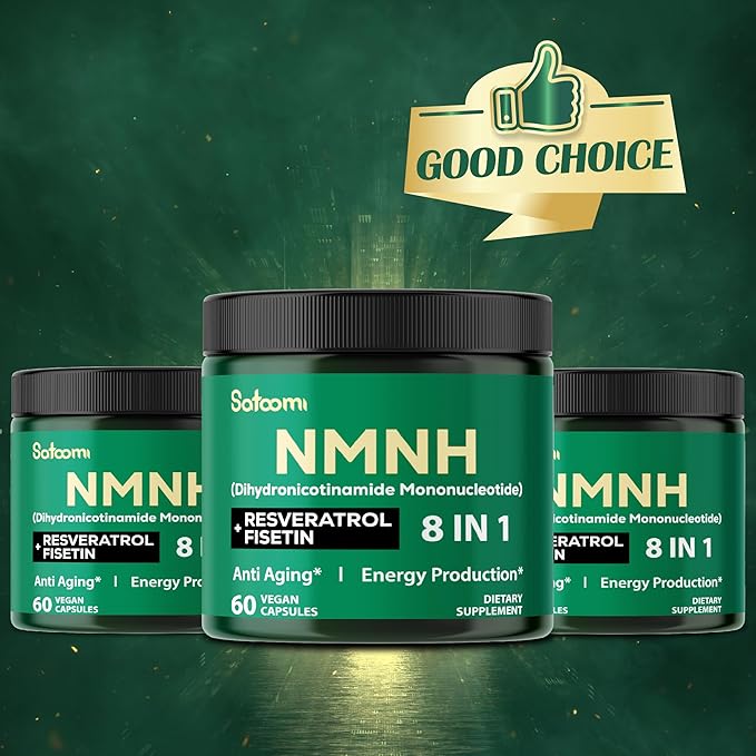 Satoomi 8in1 NMNH - NMN Supplement Alternative - NAD Supplement to Support NAD Levels Added Fisetin, Resveratrol, Quercetin, Turmeric, Berberine, Vitamin D3 & C - 60 Count for 30 Days