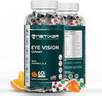 Eye Vision Gummies – 60 Berry-Flavored Vegan Gummies with Lutein, Zeaxanthin, Astaxanthin, DHA, Vitamins A, C, E – Gelatin-Free, Gluten-Free | Individually Wrapped