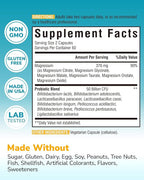 Vitalibre Probiotic with Magnesium Complex for Women Men, 50 Billion CFU, 9 Strains, Magnesium Glycinate Citrate Malate for Digestion, Immunity, Bone, Energy & Recovery, 120 Vegan Capsules, Non-GMO