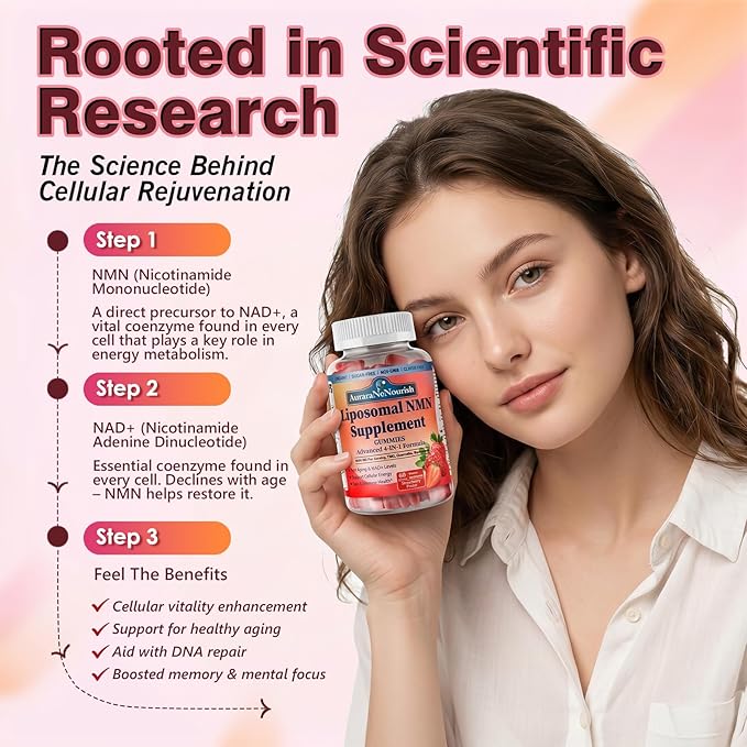 NMN Supplement 1000mg Pure, 4-in-1 Liposomal NMN Resveratrol Supplement Gummies w.Quercetin & TMG, Nicotinamide Mononucleotide NAD+ Precursor for NAD+ Levels, Cellular Energy & Healthy Aging, 60 Count