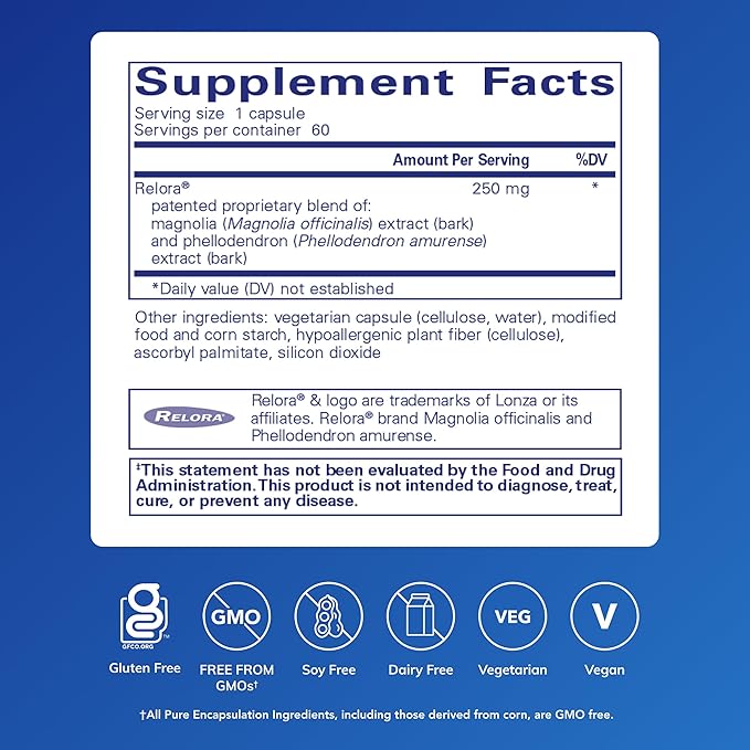 Pure Encapsulations Relora | Hypoallergenic Supplement Promotes Healthy Cortisol and DHEA Production and Moderates Occasional Stress | 60 Capsules