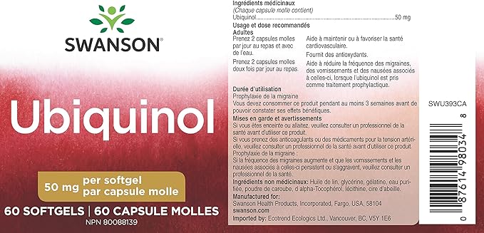 Swanson Ubiquinol 50 Milligrams 60 Sgels