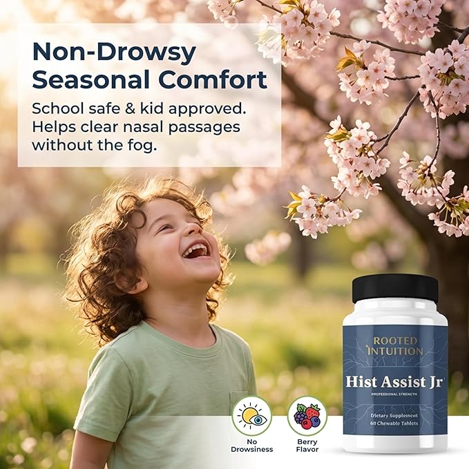 Hist Assist Jr – Kids Chewable Seasonal Support with Quercetin, NAC, Bromelain & Vitamin C | Tasty Berry Flavor | Non-GMO, Gluten Free | 60 Chewable Tablets