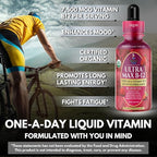 USDA Organic Ultra Max B12 | Superdose 7500mcg Vitamin B12 Liquid Drops | B12 as Methylcobalamin| Max 98% Absorption Rate | Promotes Energy| Vegan, Non-GMO, Strawberry flavor -4oz