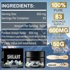 Pure Organic Shilajit Resin, 600 mg Gold Level Resin, 85+ Trace Minerals Fulvic & Humic Acid, Natural Pure Shilajit Resin for Men & Women (50G)