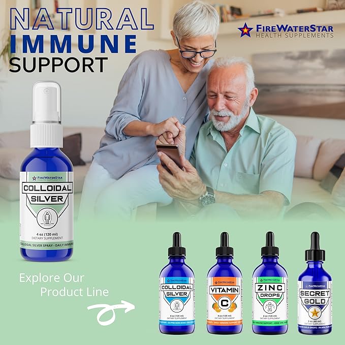 FWS Colloidal Silver Spray - 4 oz - Clear Silver - 50 ppm - 99.99% Pure Silver - Daily Immune Support