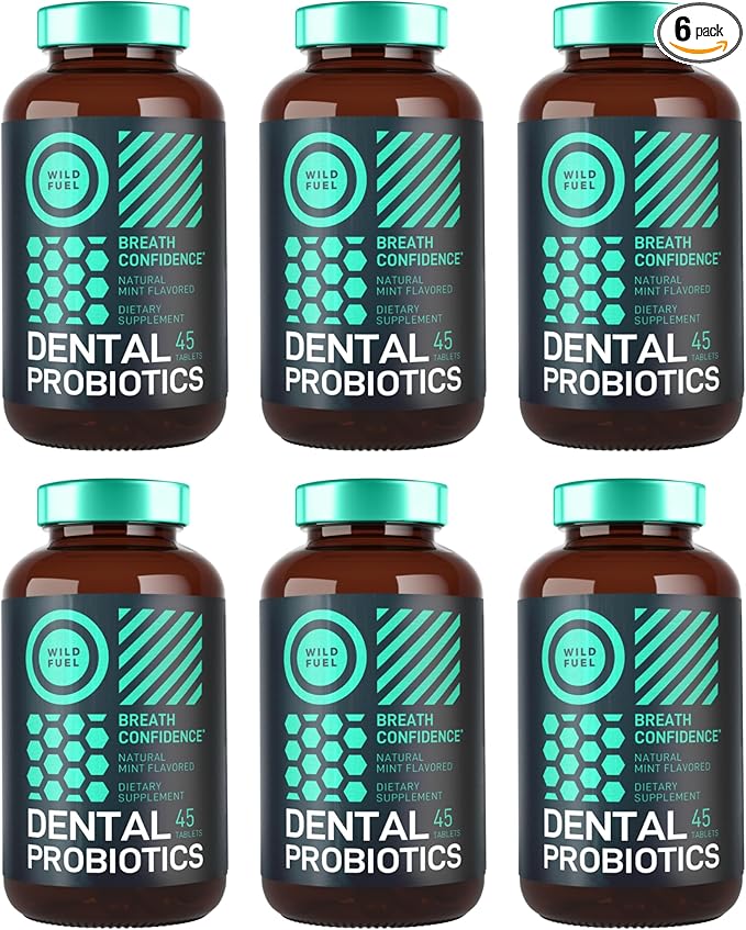 6-Pack Oral Probiotics for Mouth Bad Breath - 3 Billion CFU Advanced Bad Breath Treatment Dental Probiotics for Teeth and Gums - 270 Prebiotic and Probiotic Lactobacillus Salivarius Tablets