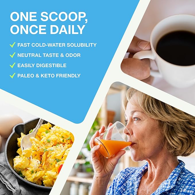 Mobility Collagen Peptides Powder - Glucosamine, Chondroitin, Hyaluronic Acid & Liposomal Vitamin C Join Bone & Cartilage Support Grass-Fed Type I & III Keto & Paleo 56 Servings, 23.66 oz