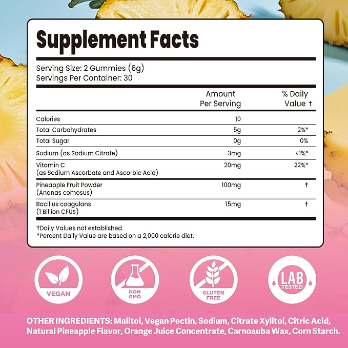 Feminine Balance Gummies for Women pH, Premium Balance Supplement for Women, Sugar Free Hawaiian Pineapple and Probiotic | Boost pH Health & Immune Support | Vegan, Gluten-Free, 60 Count