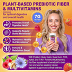 1Pack Fiber Gummies for Adults with Psyllium Husk, 7G(Soluble + Insoluble) Daily Prebiotic Fiber with Inulin, FOS, Guar Gum, Multivitamins for Daily Digestive Health, Regularity Gut Support,Sugar Free