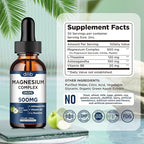 Triple Magnesium Complex Supplement-Magnesium Glycinate, Citrate, Malate Liquid Drops 500mg with Ashwagandha, L-Theanine, B6 for Calm, Stress Relief, Sleep, Muscle Support-Green Apple Flavor
