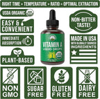 USDA Organic Vitamin A Liquid Drops Supplement - Vegan High Bioavailability for Eye, Skin + Bone Health - for Adults, Men, Women, Kids - Vit A Oil Retinyl Palmitate - Gluten Free, Zero Sugar 1 fl oz