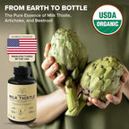 USDA Organic Milk Thistle Liver Detox Supplement 80% Silymarin, 250 mg with Beet Root & Artichoke Extract for Liver Support & Digestion, Made in USA, 120 Capsules (2 Month Supply)