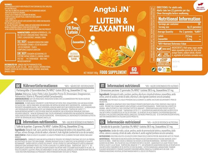 Lutein Gummies Eye Health Supplement with Zeaxanthin & Vitamin A – Blue Light Protection, Orange Flavor, Supports Vision Care for Adults – Vegan, Non-GMO, Gluten Free (60 Count)
