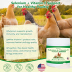 Selenium and Vitamin E Powder for Chickens, Selenium for Chickens, Immune System, Muscle Support & Prevents, Improve Wry Neck, Selenium, Vitamin E Supplements, Suitable for All Poultry, Chicken & More