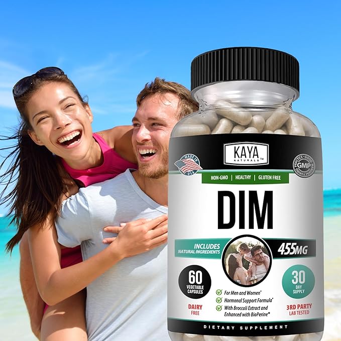 Kaya Naturals DIM Ultra | Supplement for Women and Men | Vegetable Capsules with Broccoli Extract & BioPerine | Herbal Supplement for Hormonal Support, Acne, Menopause, and Prostate – 60 Count