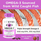 Viteyes AREDS 2 + Omega-3 Macular Support Softgels, Plus Triple Strength Omega-3 (650 mg EPA, 350 mg DHA) for Heart Health & Eye Health, Eye Vitamins, Vision Supplement, 270 Softgels