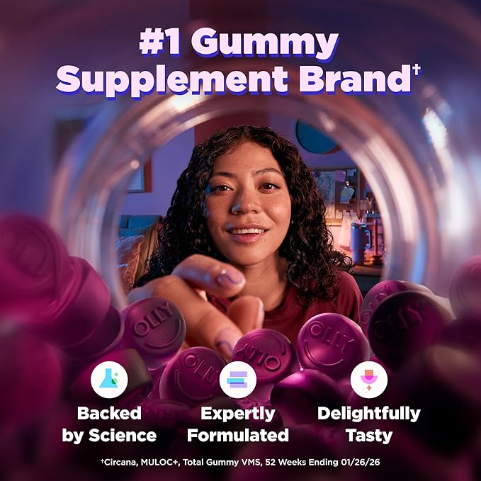 OLLY Muscle Recovery Sleep Gummies, Sleep and Sore Muscle Support, 3mg Melatonin, Tart Cherry, Vitamin D, Berry Flavor - 40 Count