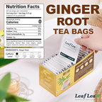 LeafLea 160 Ginger Tea Bags, Pure Ginger Root Herbal Tea, Spicy & Comforting, Supports Digestion & Immune Health, Caffeine Free, Sugar Free, Non-GMO, Vegan, Individually Wrapped for Freshness